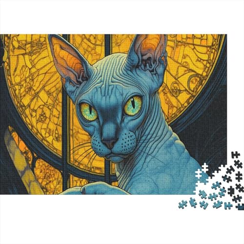 Sphynx Katze Puzzle 1000 Teile Puzzle Für Erwachsene Ägyptische Katze Geschicklichkeitsspiel Für Die Ganze Familie Premium Quality Schöne Geschenkidee Kräftigen Farben 1000pcs (75x50cm) von lihuogongsio