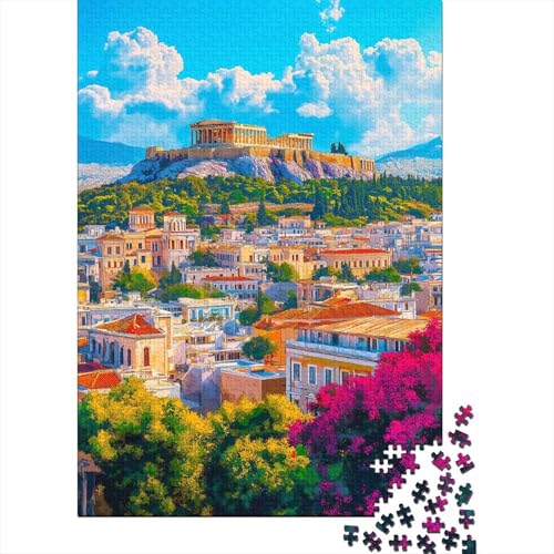 Stadtscape of Athens Puzzle Erwachsene 1000 Teile Puzzle Griechenland Holzpuzzle Erwachsener Hochwertig Für Die Ganze Familie Unmögliches DIY Kreative Moderne Wohnkultur 1000pcs (75x50cm) von lihuogongsio