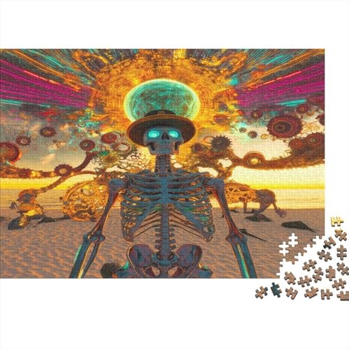 Steampunk Schädel Puzzle Erwachsene 1000 Teile Puzzle Schädel Holzpuzzle Erwachsener Hochwertig Für Die Ganze Familie Unmögliches DIY Kreative Moderne Wohnkultur 1000pcs (75x50cm) von lihuogongsio