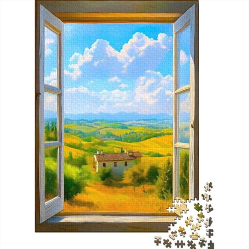 Toskana-Dorf Puzzle Erwachsene 1000 Teile Fenster mit Aussicht Puzzle Geschicklichkeitsspiel Für Die Ganze Familie DIY Kreative Unterhaltung Schöne Geschenkidee Premium Quality 1000pcs (75x50cm) von lihuogongsio