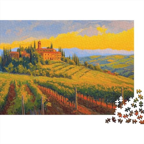 Toskana Hillside 1000 Stück Puzzles Weinberg Fields Puzzle Erwachsene Schwer Für Erwachsene Lernspiel Spielzeug Geschenk Schöne Geschenkverpackung Premium Quality Mehrfarbig 1000pcs (75x50cm) von lihuogongsio