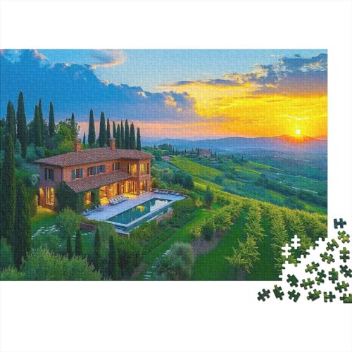 Toskana Puzzle Erwachsene 1000 Teile Puzzle Luxusvilla Holzpuzzle Erwachsener Hochwertig Für Die Ganze Familie Unmögliches DIY Kreative Moderne Wohnkultur 1000pcs (75x50cm) von lihuogongsio