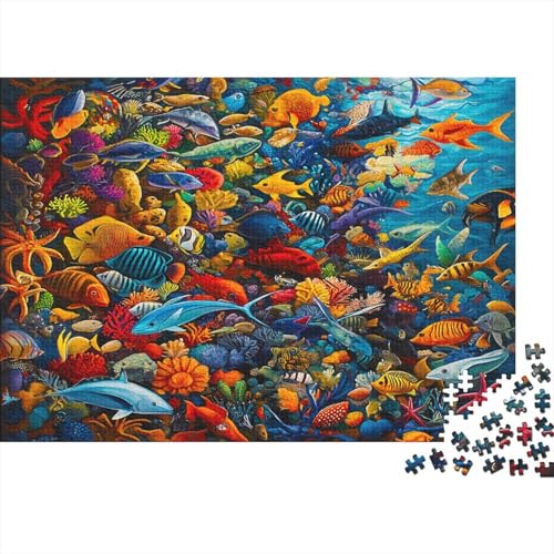 Tropical Meer Life Puzzle Erwachsene 1000 Teile Tropenfisch Holzpuzzle Stress Abbauen Familien-Puzzlespiel Kräftigen Farben Schöne Geschenkverpackung Lernspiel Spielzeug 1000pcs (75x50cm) von lihuogongsio