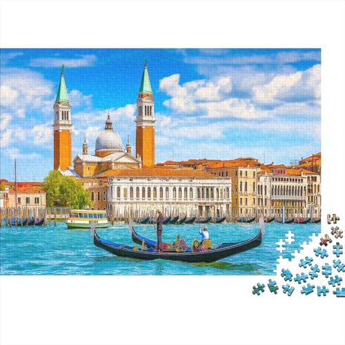 Venedig Puzzle Erwachsene 1000 Teile Holzpuzzle Erwachsene Lernspiel Puzzle Gondeln Spielzeug Geschenk Stress Abbauen Einzigartiges Geschenk 1000pcs (75x50cm) von lihuogongsio