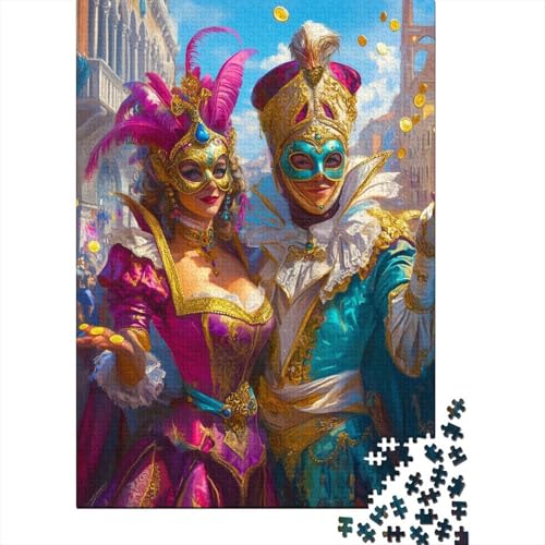 Venezianische Maskee Puzzle 1000 Teile Venezianischer Karneval Puzzle Erwachsene Spielepuzzles HochwerTiger Holzpuzzle Erwachsene Geschicklichkeitsspiel Lernspiel Spielzeug Geschenk 1000pcs (75x50cm) von lihuogongsio