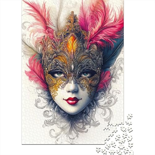 Venezianische Maskee Puzzle Erwachsene 1000 Teile Holzpuzzle Erwachsene Lernspiel Puzzle Maske Spielzeug Geschenk Stress Abbauen Einzigartiges Geschenk 1000pcs (75x50cm) von lihuogongsio