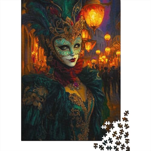 Venezianischer Karneval Puzzle Erwachsene 1000 Teile Venezianische Maskee Holzpuzzle Stress Abbauen Familien-Puzzlespiel Kräftigen Farben Schöne Geschenkverpackung Lernspiel 1000pcs (75x50cm) von lihuogongsio