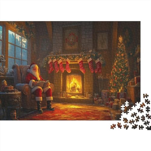 Weihnachtsmann Puzzle 1000 Teile Puzzle Für Erwachsene warmes Fest Brain Challenge Geschicklichkeitsspiel Stress Abbauen Familien Herausforderndes Schöne 1000pcs (75x50cm) von lihuogongsio