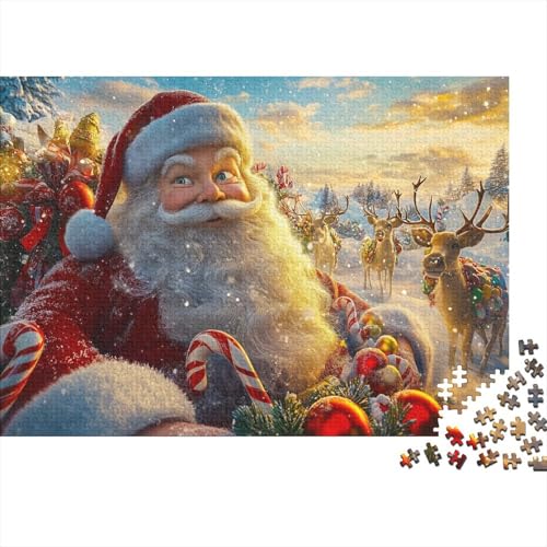 Weihnachtsmann Puzzle Erwachsene 1000 Teile Holzpuzzle Erwachsene Lernspiel Puzzle Weihnachtstag Spielzeug Geschenk Stress Abbauen Einzigartiges Geschenk 1000pcs (75x50cm) von lihuogongsio