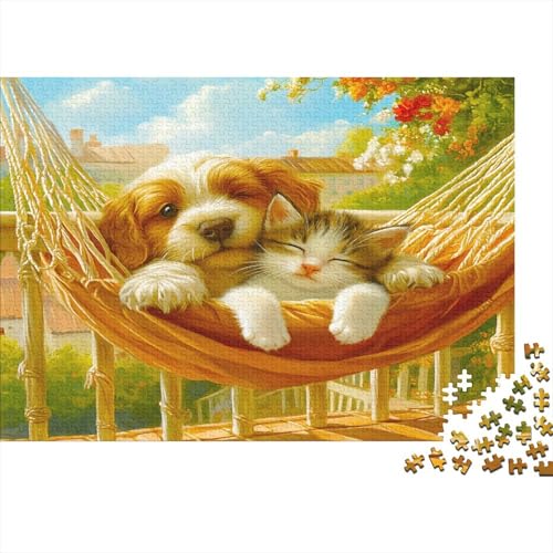 Welpe and Kätzchen Puzzle 1000 Teile Puzzle Für Erwachsene warmes Bild Brain Challenge Geschicklichkeitsspiel Stress Abbauen Familien Herausforderndes Schöne 1000pcs (75x50cm) von lihuogongsio