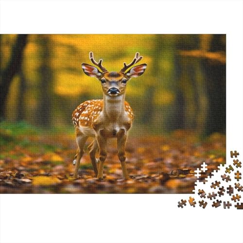 Young Hirsch Puzzle Erwachsene 1000 Teile Hirsch Spielepuzzles Für Die Ganze Familie Brain Challenge Raumdekoration Lernspiel Spielzeug Moderne Wohnkultur 1000pcs (75x50cm) von lihuogongsio