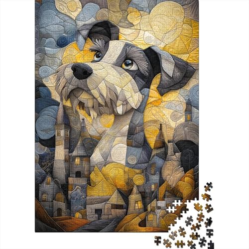 Zwergschnauzer Puzzle 1000 Teile Welpe Puzzle Erwachsene Holzpuzzle Stress Abbauen Familien Brain Challenge Lernspiel Premium Quality Spielzeug Geschenk 1000pcs (75x50cm) von lihuogongsio