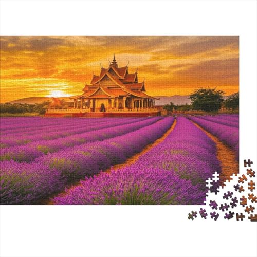 buddhistischer Tempel Puzzle 1000 Teile LavendElfelder Puzzle Erwachsene Spielepuzzles HochwerTiger Holzpuzzle Erwachsene Geschicklichkeitsspiel Lernspiel Spielzeug Geschenk Schöne 1000pcs (75x50cm) von lihuogongsio
