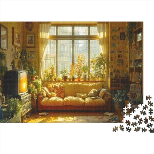 gemütliches Wohnzimmer Puzzle Erwachsene 1000 Teile Stress Abbauen Premium Quality DIY Kreative Puzzle Anime Unterhaltung Schöne Geschenkidee Kräftigen Farben 1000pcs (75x50cm) von lihuogongsio