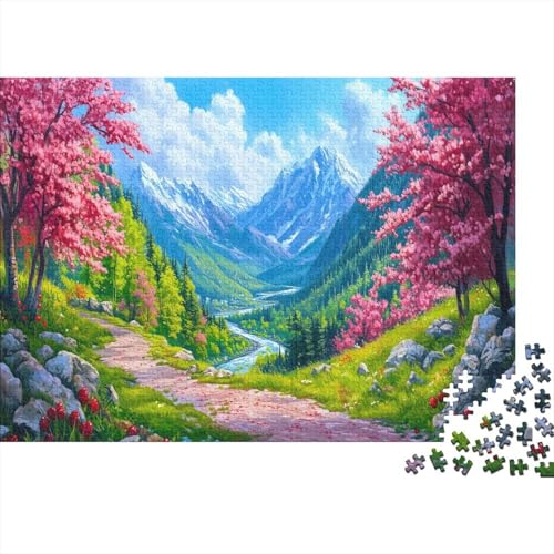 grünes Tal Puzzle 1000 Teile Für Erwachsene Puzzle Kirschbaum Geschicklichkeitsspiel Für Die Ganze Familie Erwachsene Premium Quality Entspannend 1000pcs (75x50cm) von lihuogongsio