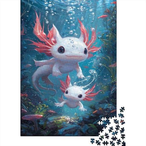 lihuogongsio Axolotl 1000 Stück Puzzles Salamander Stress Abbauen Familien-Puzzlespiel Kräftigen Farben Schöne Geschenkverpackung Lernspiel Spielzeug Geschenk Premium Quality 1000pcs (75x50cm) von lihuogongsio