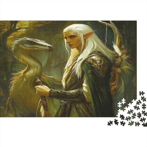 männlicher Elf Puzzle 1000 Teile Puzzle Für Erwachsene Gold Drache Brain Challenge Geschicklichkeitsspiel Stress Abbauen Familien Herausforderndes Schöne 1000pcs (75x50cm) von lihuogongsio