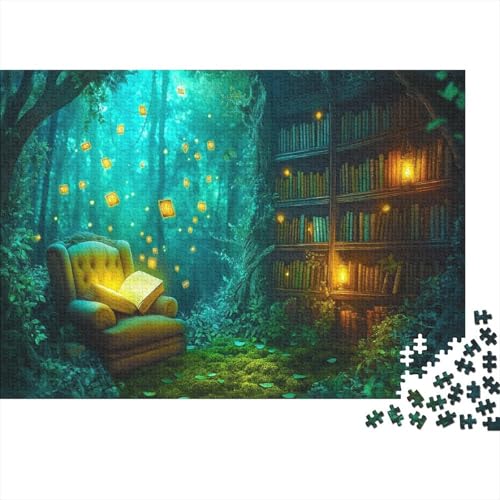 magische Welt Puzzle Erwachsene 1000 Teile Magic Bibliothek Holzpuzzle Stress Abbauen Familien-Puzzlespiel Kräftigen Farben Schöne Geschenkverpackung Lernspiel Spielzeug 1000pcs (75x50cm) von lihuogongsio