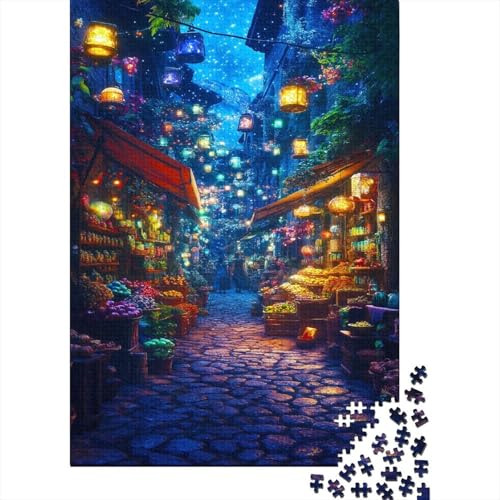 magischer Markt Puzzle 1000 Teile Mondlichtmarkt Puzzle Erwachsene Spielepuzzles HochwerTiger Holzpuzzle Erwachsene Geschicklichkeitsspiel Lernspiel Spielzeug Geschenk Schöne 1000pcs (75x50cm) von lihuogongsio