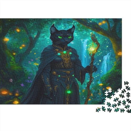 schwarzer Panther Puzzle Erwachsene 1000 Teile Stress Abbauen Premium Quality DIY Kreative Puzzle Tabaxi-Druide Unterhaltung Schöne Geschenkidee Kräftigen Farben 1000pcs (75x50cm) von lihuogongsio