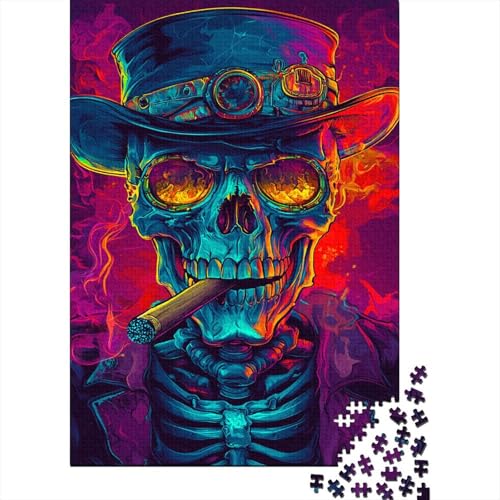 untotes Steampunk-Skelett Puzzle Erwachsene 1000 Teile Holzpuzzle Erwachsene Lernspiel Puzzle Schädel Spielzeug Geschenk Stress Abbauen Einzigartiges Geschenk 1000pcs (75x50cm) von lihuogongsio