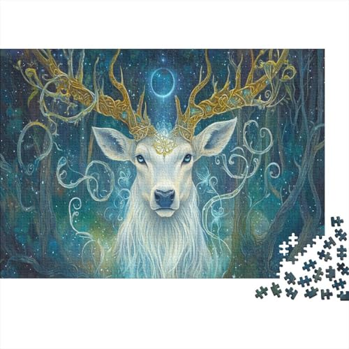 weißer Hirsch Puzzle Erwachsene 1000 Teile Feenwesen Spielepuzzles Für Die Ganze Familie Brain Challenge Raumdekoration Lernspiel Spielzeug Moderne Wohnkultur 1000pcs (75x50cm) von lihuogongsio