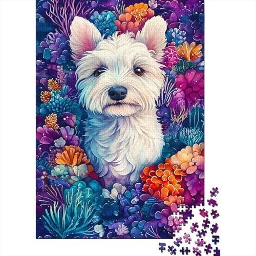 weißer Terrier Puzzle 1000 Teile Für Erwachsene Geschicklichkeitsspiel Für Die Ganze Familie West Highland Terrier Puzzle Premium Quality Schöne Geschenkidee Moderne 1000pcs (75x50cm) von lihuogongsio