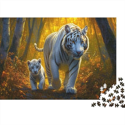 weißer Tiger Puzzle 1000 Teile Für Erwachsene Geschicklichkeitsspiel Für Die Ganze Familie Tiger Nachtfalterer Puzzle Premium Quality Schöne Geschenkidee Moderne 1000pcs (75x50cm) von lihuogongsio