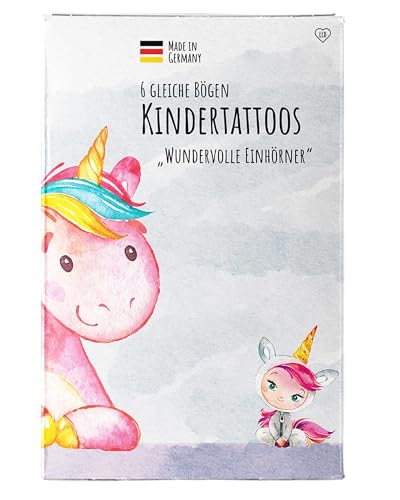 lila liebt dich® Einhorn Tattoo Kinder, Gastgeschenk Kindergeburtstag, 6 gleiche Bögen besonders hautfreundliche Kindertattoos, kleine Geschenke für Kinder von lila liebt dich