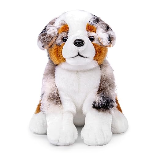 Lilizzhoumax Australischer Schäferhund Plüschtier 36cm/14" Simuliertes Tier Kuscheltier Kawaii Hund Realistische Plüsch Spielzeug für Wilde Tiere, Geschenk für Freunde Kinder von lilizzhoumax