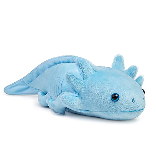 lilizzhoumax Axolotl Plüschtier Kuscheltier Kawaii Realistische Plüsch Salamander Stofftier Spielzeug Plüschkissen Wurfkissen Geschenk für Kinder Mädchen Jungen (Blau 45 cm) von lilizzhoumax