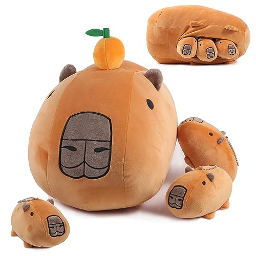 lilizzhoumax Capybara Plüschtier mit 3 kleinen Capybaras, Simuliertes Tier 4-teiliges weiches Capybara-Plüschtier-Spielset Kopfkissen mit Reißverschlüssen, Kawaii Kopfkissen Geschenk für Kinder lilizzhoumax Capybara Plüschtier mit 3 kleinen Capybaras, Simuliertes Tier 4-teiliges weiches Capybara-Plüschtier-Spielset Kopfkissen mit Reißverschlüssen, Kawaii Kopfkissen Geschenk für Kinder von lilizzhoumax