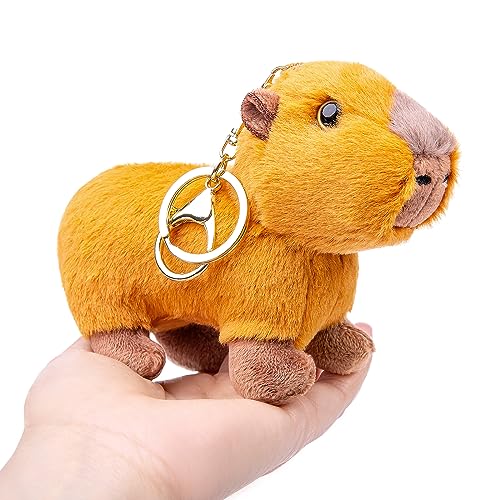 lilizzhoumax Capybara plüschtier Schlüsselanhänger 14cm/6”, simuliertes Tier Capybara Plüschtier, Kawaii Capybara Plüschtier, realistische Capybara Plüschspie Spielzeug für Wilde Tiere von lilizzhoumax