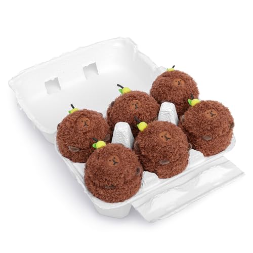 lilizzhoumax Eierschalenspielzeug Capybara(6 Stück enthalten) 7.5” Originalspielzeug Süßes realistisches Stofftier Superweiches Plüsch Heimdekoration Ostern Geschenk für Kinder braun von lilizzhoumax