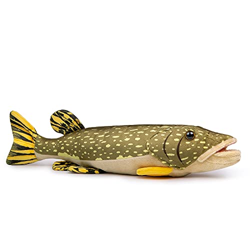lilizzhoumax Fisch plschtier stofftier Kuscheltier Pike Hechtfisch Hecht Simuliertes Tier Kawaii Realistische Spielzeug für Wilde Tiere Geschenk für Kinder 18zoll von lilizzhoumax