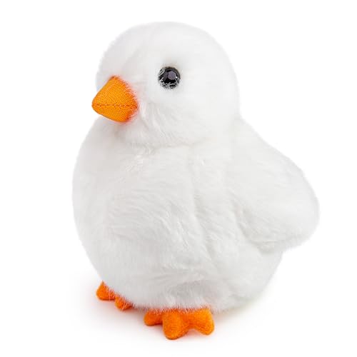 lilizzhoumax Huhn plüschtier 4Zoll Simuliertes Tier Kawaii Niedlich Klein Realistische Kuscheltier Spielzeug für Tiere Geburtstag Geschenk für Kinder Heimdekoration sammeln pelziges Stofftier - Weiß von lilizzhoumax
