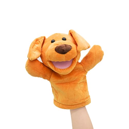lilizzhoumax Hund Kuscheltier, Simuliertes Tier Hund Handpuppe aus Plüsch, Kawaii Niedliches Rollenspiel, interaktives Früherziehungsspielzeug für Kinder, Geschenk für Freunde und Kinder von lilizzhoumax