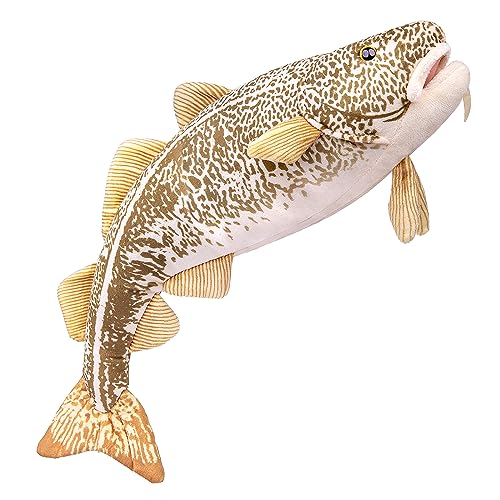 lilizzhoumax Kabeljau Fisch plüschtier 42cm/16” Simuliertes Tier Kabeljau Plüschtier Kawaii Realistische Kabeljau Fisch Plüsch Spielzeug für Wilde Tiere Geschenk für Kinder von lilizzhoumax