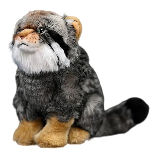 Lilizzhoumax Manul-Plüsch 30cm Simuliertes Tier Kawaii, Realistisches Spielzeug für Wilde Tiere, Geschenk für Freunde und Kinder, Pelziges Stofftier Braun von lilizzhoumax