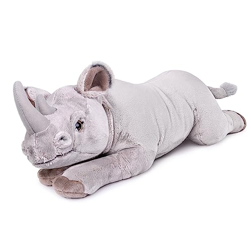 lilizzhoumax Nashorn Rhinozeros plüschtier 55cm/22”, Simuliertes Tier Nashorn Plüschtier, Kawaii Nashorn Kuscheltier Realistische Nashorn Plüsch Spielzeug für Wilde Tiere, Geschenk für Kinder von lilizzhoumax