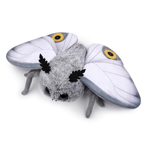 lilizzhoumax Niedlich Seidenspinner Plüschtier 10,62 Zoll Weiches realistisches Seidenspinner Stofftier für Kinder Insektenliebhaber Jungen und Mädchen Geschenke Heimdekoration grau weiß von lilizzhoumax