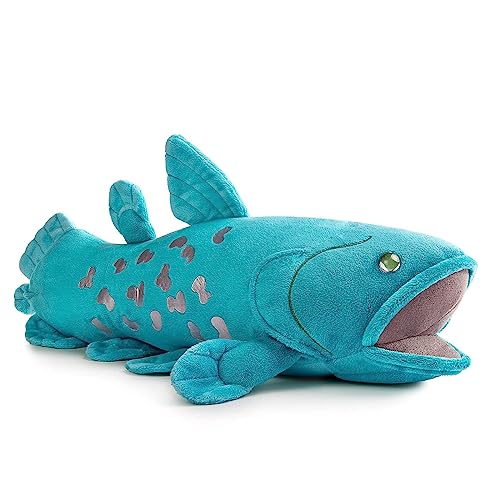 lilizzhoumax Quastenflosser Fisch-Plüschtier 38cm/15” Simuliertes Tier Coelacanth Fisch Kawaii Quastenflosser Plüschtier Realistische Fisch Plüsch Spielzeug für Wilde Tiere Geschenk für Kinder Blau von lilizzhoumax