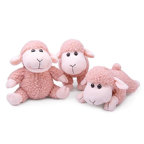 lilizzhoumax Schaf Kuscheltier 3tlg, Schaf Plüschtier für Mädchen, Kawaii Schaf Kuscheltier(Sitzen, Stehen, Knien), Grau Schaf Kuscheltier Plüschspie, Geschenk für Kinder, kleine Mädchen/Jungen von lilizzhoumax