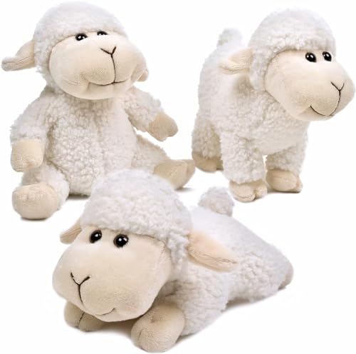 lilizzhoumax Schaf Kuscheltier 3tlg, lamm Plüschtier für Mädchen, Kawaii Schaf Kuscheltier(Sitzen, Stehen, Knien), Weiß Schaf Spielzeug stofftier plüsch Geschenk für Kinder kleine Mädchen/Jungen von lilizzhoumax