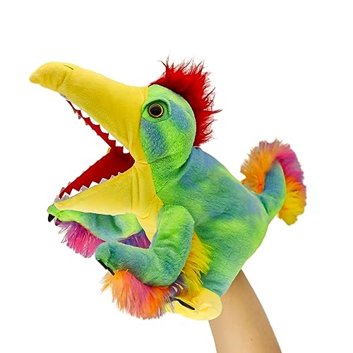 lilizzhoumax Schwanzfeder-Dinosaurier Kuscheltier, Simuliertes Tier Dinosaurier Handpuppe aus Plüsch, Kawaii Niedliches Rollenspiel, interaktives Früherziehungsspielzeug für Kinder von lilizzhoumax