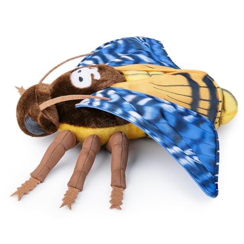 lilizzhoumax Simulation Geistergesicht-Motte Plüschtier 14,96 Zoll Weiches realistisches Motte Stofftier für Kinder Insektenliebhaber Jungen und Mädchen Geschenke Heimdekoration Blau Gelb von lilizzhoumax