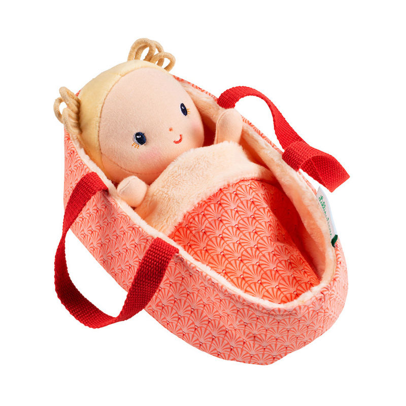 Stoff-Puppe BABY – ANAIS mit Tragekorb (22 cm) 5-teilig von lilliputiens