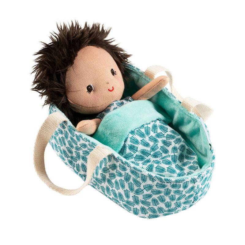 Stoff-Puppe BABY – ARI mit Tragekorb (22 cm) 5-teilig von lilliputiens