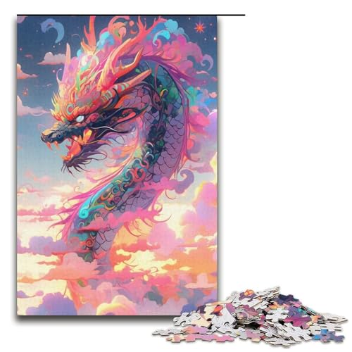 1000 Puzzle Anime Dragons Papier Kinderpuzzle Familie Eltern-Kind-Interaktion 1000 Teile (38x26cm) von linghhiming