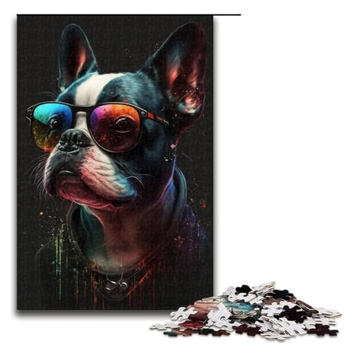 1000 Puzzle Art Bulls Dogs Holzpuzzle für Kinder Familie Eltern Kind Interaktion 1000 Teile (75 x 50 cm) von linghhiming